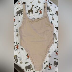 Stylish Beige One-Piece Swimsuit